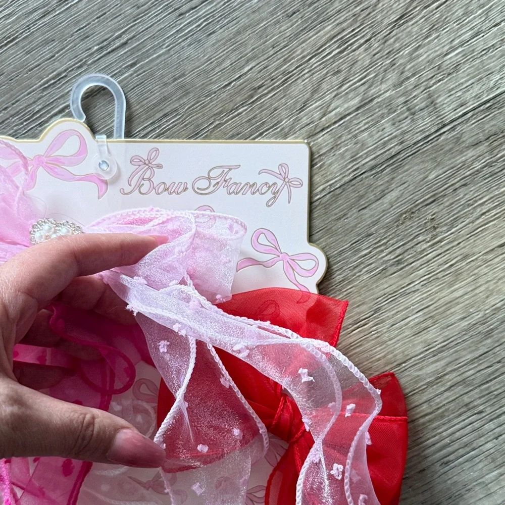 Elegant Pink and White Kids Hair Bow Set